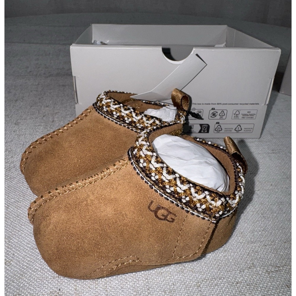 UGG Baby Tasman Bootie Boot Chestnut Suede Slip On Size 0/1 XS MPN 11303591 NEW